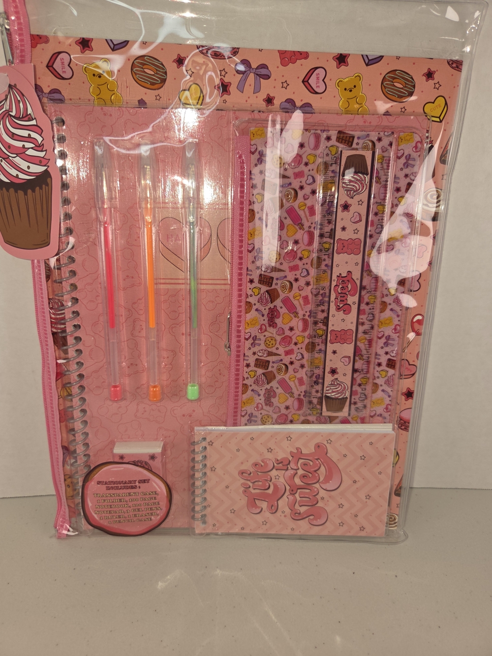 Kids Pink Stationery Set - Cute Sweet Treats